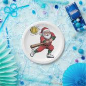 サンタ遊のソフトボールのクリスマスプレーヤースポーツ ペーパープレート (パーティー)