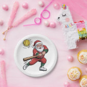 サンタ遊のソフトボールのクリスマスプレーヤースポーツ ペーパープレート (パーティー)