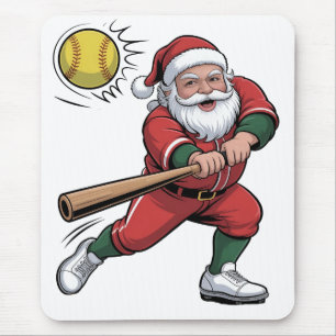 サンタ遊のソフトボールのクリスマスプレーヤースポーツ マウスパッド