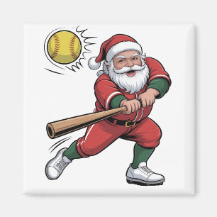 サンタ遊のソフトボールのクリスマスプレーヤースポーツ マグネット