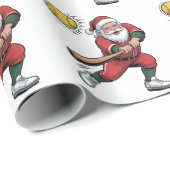 サンタ遊のソフトボールのクリスマスプレーヤースポーツ ラッピングペーパー (ロールコーナー)