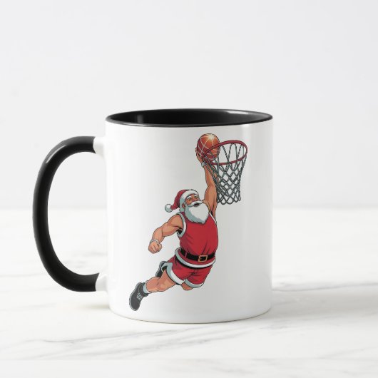 サンタ遊のバスケットボールクリスマススポーツ愛好家 マグカップ (左)