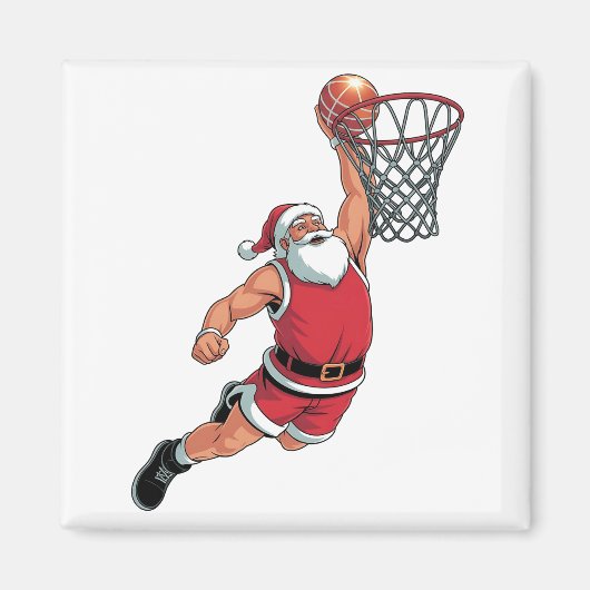 サンタ遊のバスケットボールクリスマススポーツ愛好家 マグネット (正面)