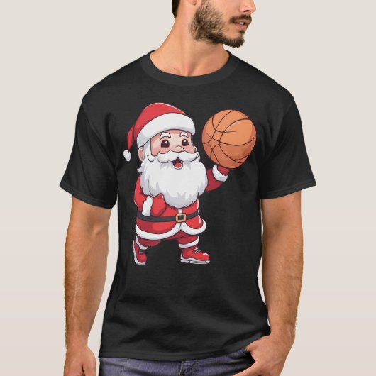 サンタ遊のバスケットボールクリスマス Tシャツ (正面)