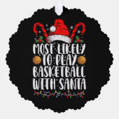 サンタ遊クリスマスでバスケットボールする可能性が最も高い オーナメントカード (正面)