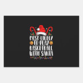 サンタ遊クリスマスでバスケットボールする可能性が最も高い ラッピングペーパーシート (正面)