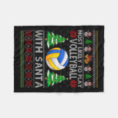 サンタ遊クリスマスUglでバレーボールをする可能性が最も高い フリースブランケット (正面(横))