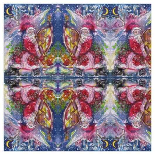 サンタ遊クロースのハープ月の光のクリスマス ファブリック (見本)