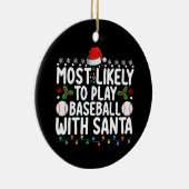 サンタ遊ク・クリスマスで野球をする セラミックオーナメント (右)