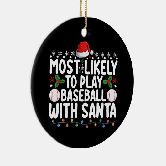 サンタ遊ク・クリスマスで野球をする セラミックオーナメント (右)