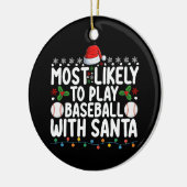 サンタ遊ク・クリスマスで野球をする セラミックオーナメント (左)