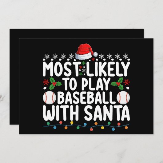 サンタ遊ク・クリスマスで野球をする 招待状 (正面/裏面)