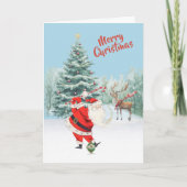 サンタ遊ゴフトナカイが待つ カード (正面)