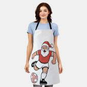 サンタ遊サッカーのクリスマスプレーヤースポーツ エプロン (着用した状態)