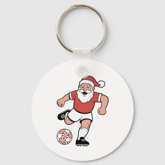 サンタ遊サッカーのクリスマスプレーヤースポーツ キーホルダー (正面)