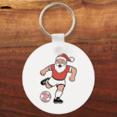 サンタ遊サッカーのクリスマスプレーヤースポーツ キーホルダー (正面)