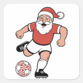サンタ遊サッカーのクリスマスプレーヤースポーツ スクエアシール (正面)