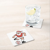 サンタ遊サッカーのクリスマスプレーヤースポーツ スクエアペーパーコースター (インサイチュ)