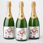 サンタ遊サッカーのクリスマスプレーヤースポーツ スパークリングワインラベル (ボトル)
