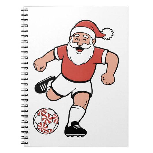 サンタ遊サッカーのクリスマスプレーヤースポーツ ノートブック (正面)