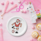 サンタ遊サッカーのクリスマスプレーヤースポーツ ペーパープレート (パーティー)