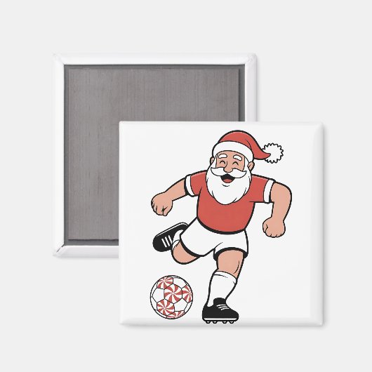 サンタ遊サッカーのクリスマスプレーヤースポーツ マグネット (正面/裏面)