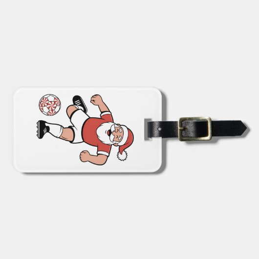 サンタ遊サッカーのクリスマスプレーヤースポーツ ラゲッジタグ (正面横)