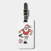 サンタ遊サッカーのクリスマスプレーヤースポーツ ラゲッジタグ (正面縦)