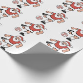 サンタ遊サッカーのクリスマスプレーヤースポーツ ラッピングペーパー (角)