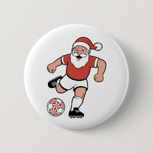 サンタ遊サッカーのクリスマスプレーヤースポーツ 缶バッジ
