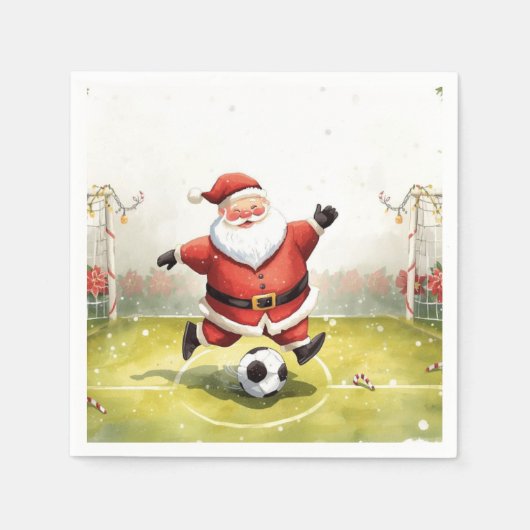 サンタ遊サッカークリスマス スタンダードカクテルナプキン (正面)