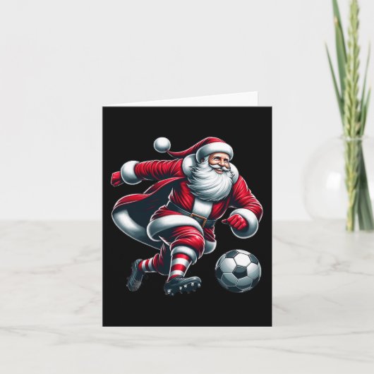 サンタ遊サッカースポーツクリスマス女性男児 カード (正面)