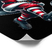 サンタ遊サッカースポーツクリスマス女性男児 ポスター (角)