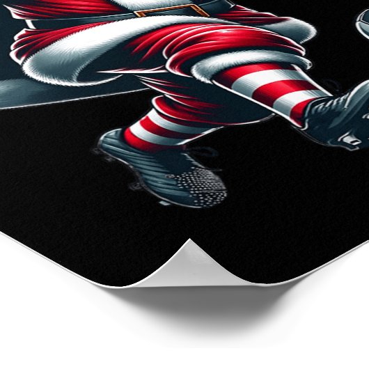 サンタ遊サッカースポーツクリスマス女性男児 ポスター (角)