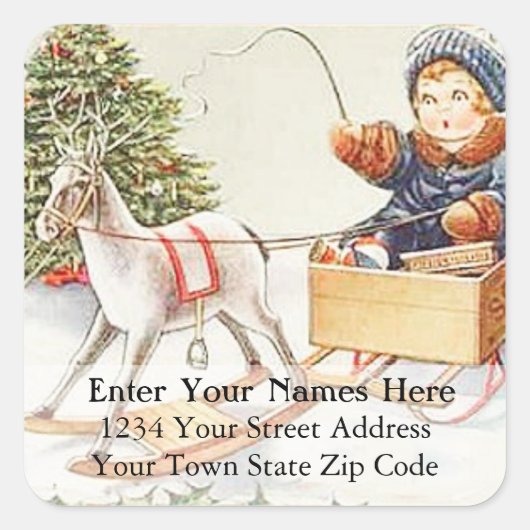 サンタ遊ヴィンテージクリスマス住所 シール (正面)