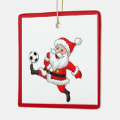 サンタ遊ーのサッカーのクリスマスオーナメント セラミックオーナメント (左)