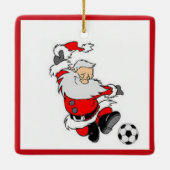 サンタ遊ーのサッカーのクリスマスオーナメント セラミックオーナメント (裏面)