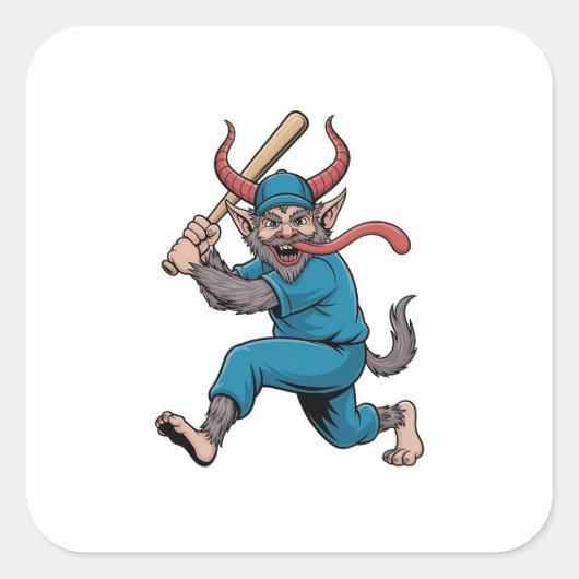 サンタ遊ーの野球選手 スクエアシール (正面)