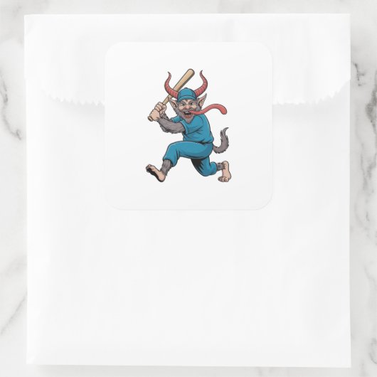 サンタ遊ーの野球選手 スクエアシール (バッグ)