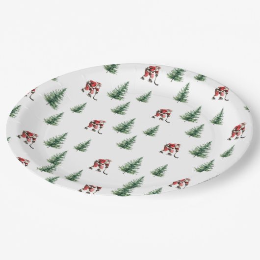 サンタ遊ーホッケーナプキンギフトクリスマスパーティー ペーパープレート (アングル)