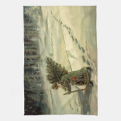 サンタ運クロースの木 キッチンタオル (縦)