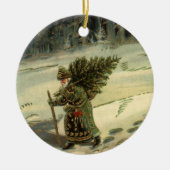 サンタ運クロースの木 セラミックオーナメント (正面)