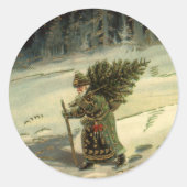 サンタ運クロースの木 ラウンドシール (正面)