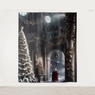 サンタ遠くにスニーククリスマス魔法ウォールアート タペストリー