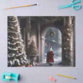 サンタ遠くにスニーククリスマス魔法ギフトラップ 薄葉紙 (クラフト)