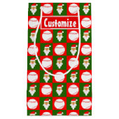 サンタ野球選手名前をカスタムする/文字クリスマス スモールペーパーバッグ (正面)