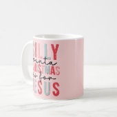 サンタ間抜けクリスマスはイエスのかわいいピンク コーヒーマグカップ (正面左)