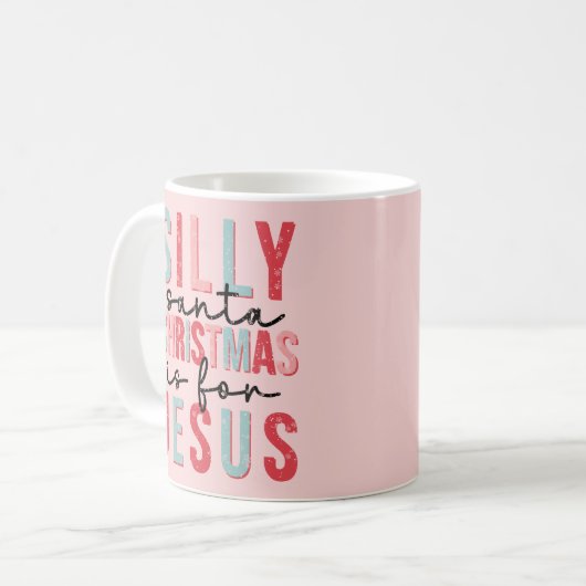 サンタ間抜けクリスマスはイエスのかわいいピンク コーヒーマグカップ (正面左)