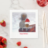 サンタ間抜けハットナプキンス付きリス スタンダードランチョンナプキン (インサイチュ)