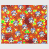 サンタ間抜けユニコーン金ゴールド紅葉 ラッピングペーパー (フラット)